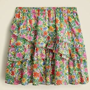 Crewcuts Girls Floral Asymmetrical Ruffle Mini Skirt Cotton Voile Size Large